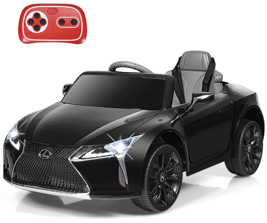 Carro elétrico para crianças Lexus com licença oficial com bateria 12V e controlo remoto 2.4G Luzes LED brilhantes e música Preto