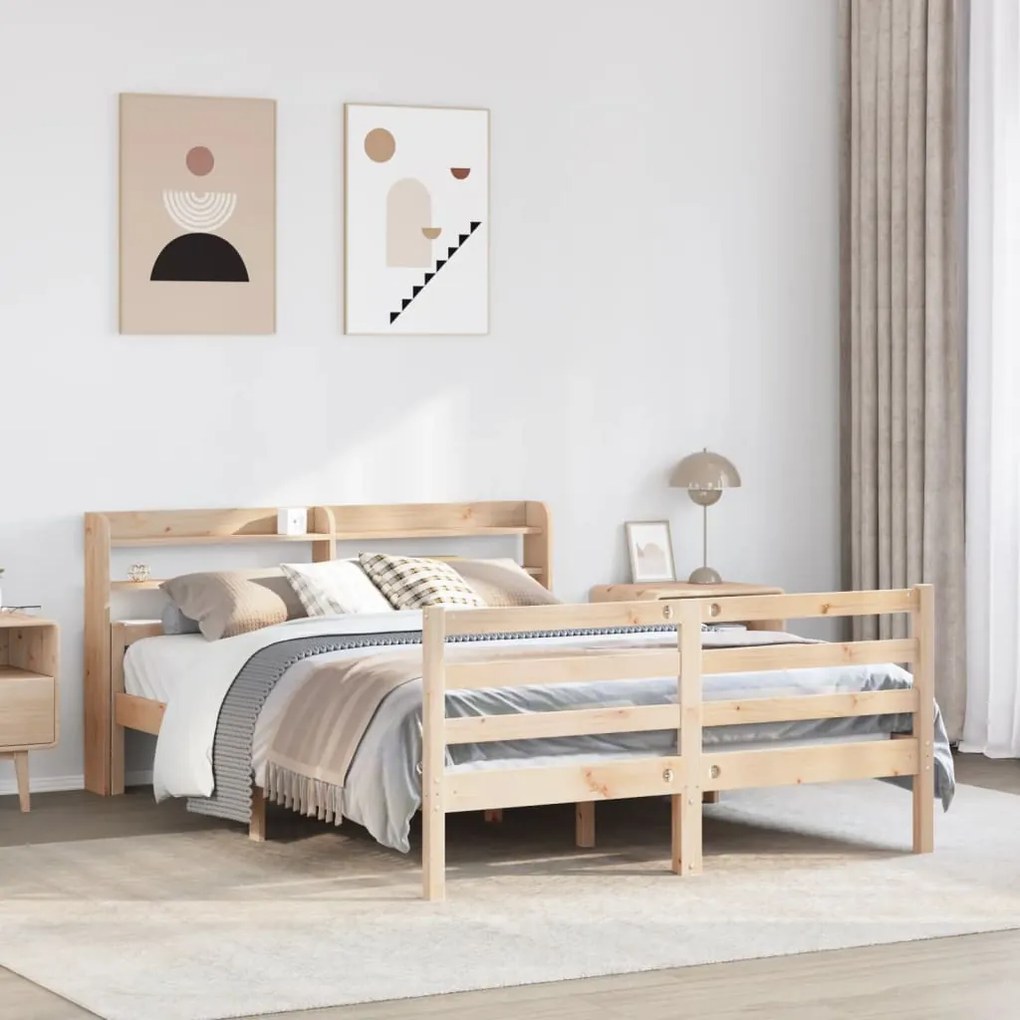 Estrutura de cama com cabeceira 120x200 cm pinho maciço