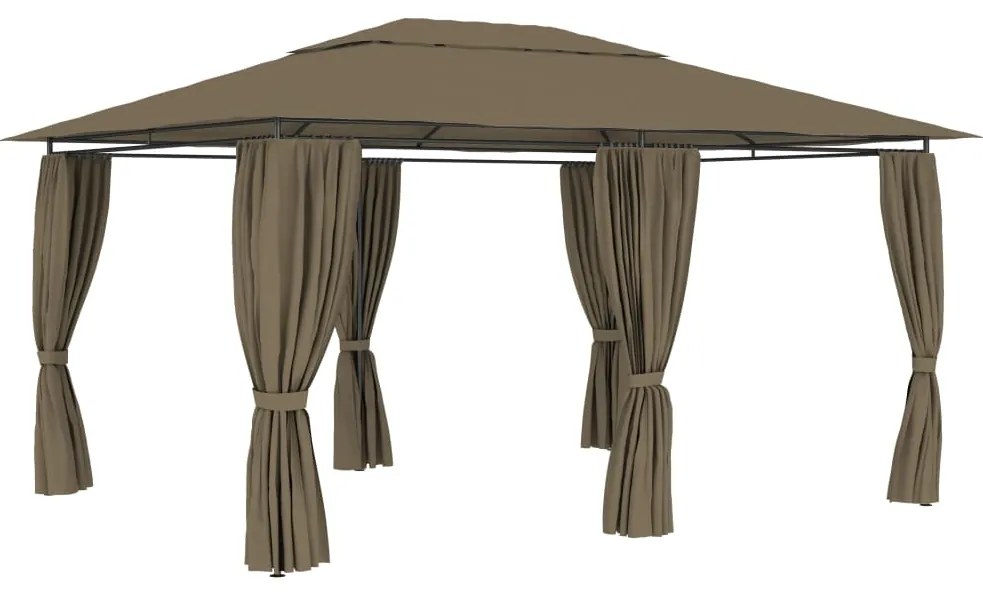 vidaXL Tenda de jardim com cortinas 4x3m 180 g/m² cinzento-acastanhado