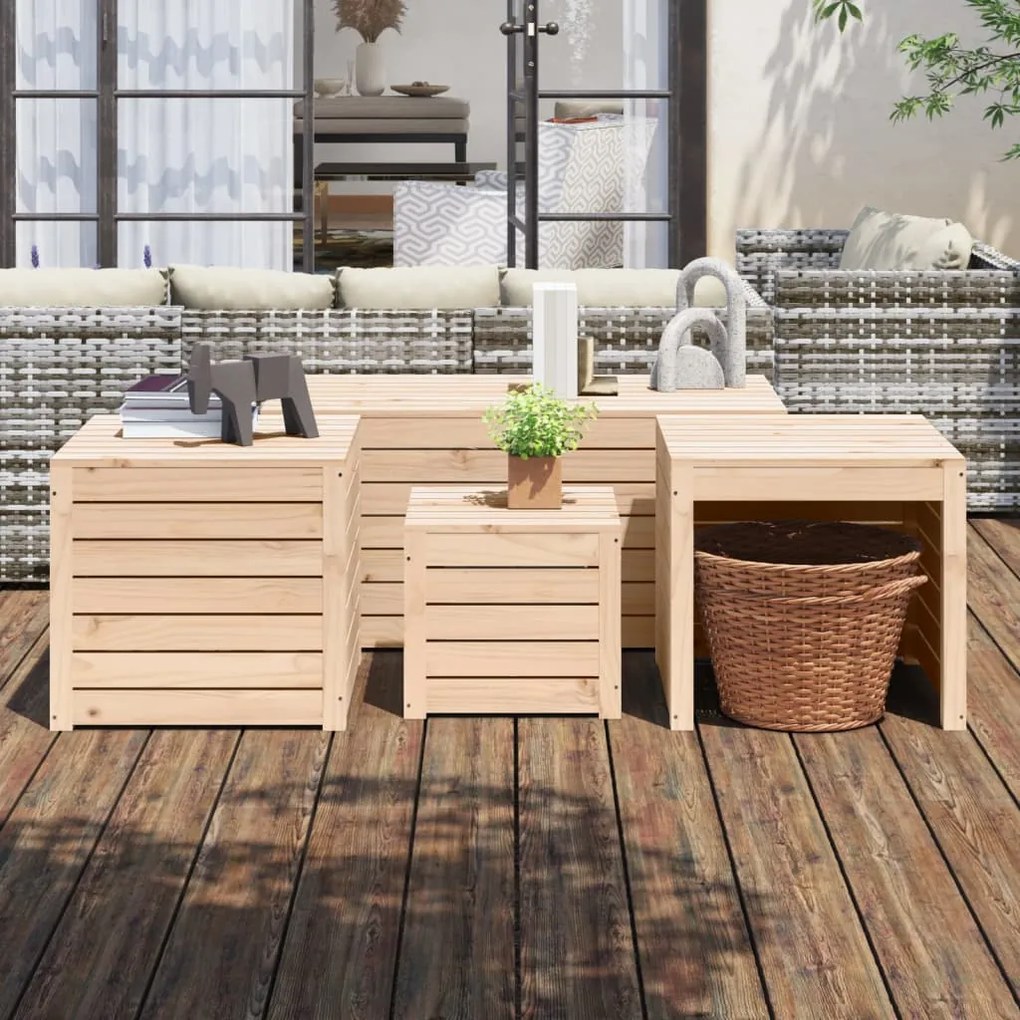 vidaXL 4 pcs conjunto de caixas de jardim madeira de pinho maciça