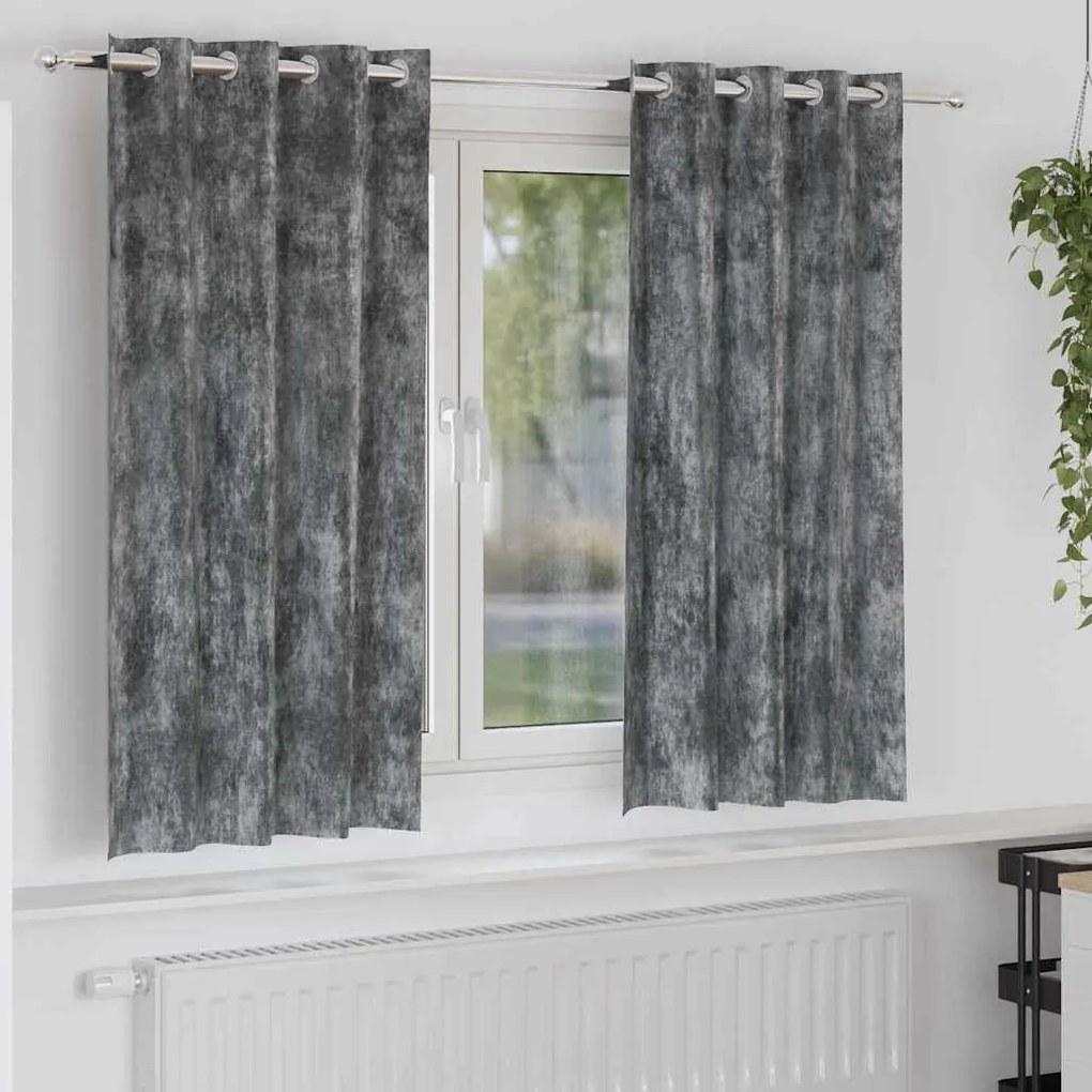 vidaXL Cortinas de Veludo 2 peças com Ilhós Cinza 175x140 cm