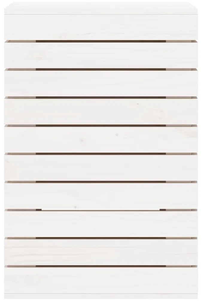 Cesto de roupa suja 44x44x66 cm madeira de pinho maciça branco