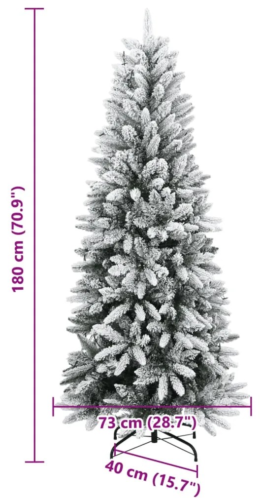 Árvore Natal artificial c/ 300 luzes LED e flocos de neve 180cm