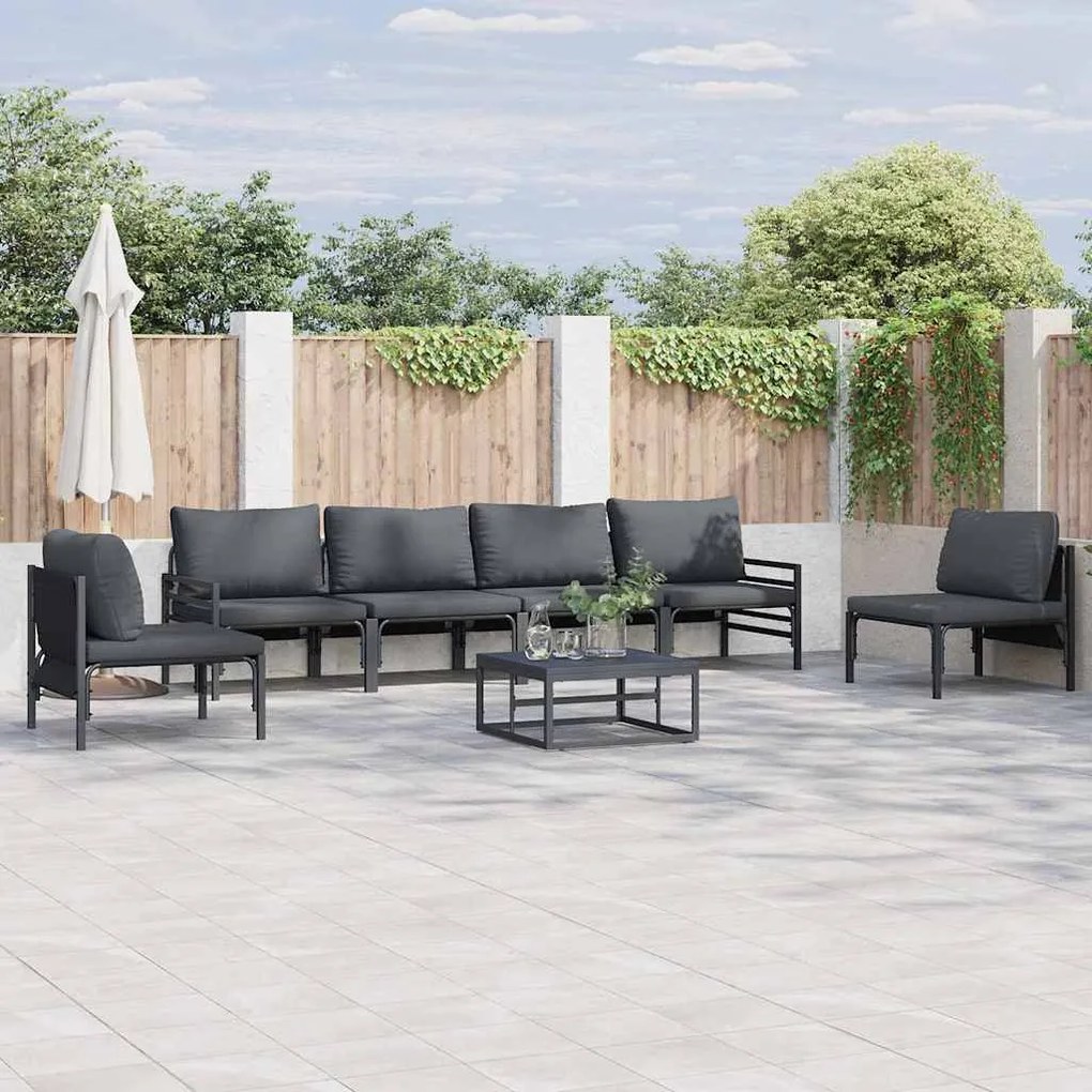 vidaXL Conjunto de Sofá de Jardim 6 pcs Antracite Aço