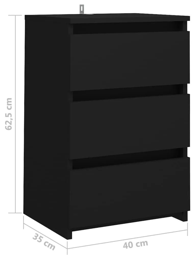 Mesa de cabeceira 40x35x62,5 cm contraplacado preto