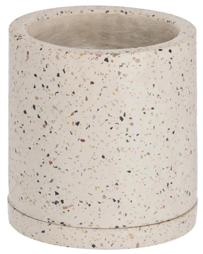 Kave Home - Vaso com prato Lelis terrazzo branco Ø 26 cm