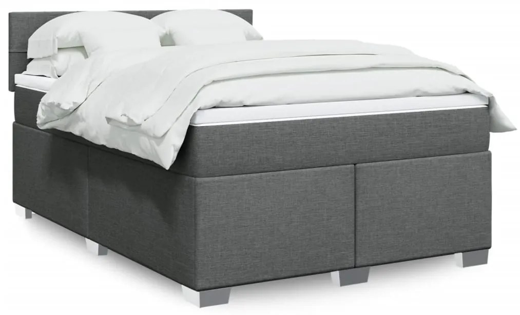 vidaXL Cama com molas/colchão 160x200 cm tecido cinzento-escuro