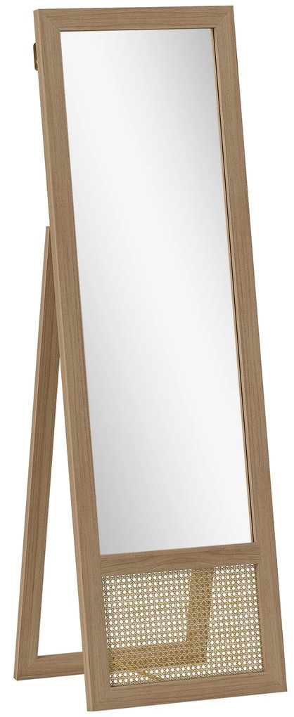 Espelho de Corpo Inteiro 160x50 cm Espelho de Pé ou de Parede com Moldura de Madeira e Suporte Madeira