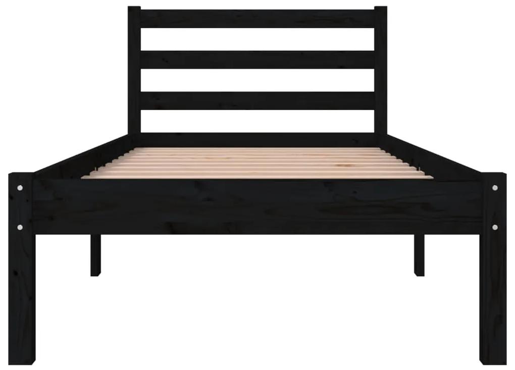Estrutura de cama pequena solteiro 75x190 cm pinho maciço preto