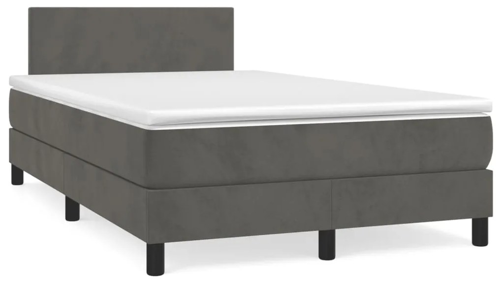 vidaXL Cama boxspring com colchão 120x190 cm veludo cinzento-escuro