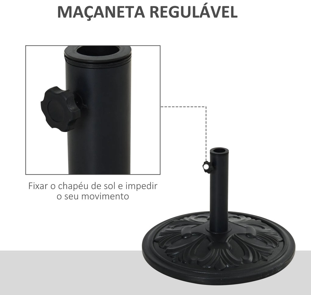 Base para Chapéu de Sol Peso 13 kg Base Chapéu de Sol Redondo de HDPE