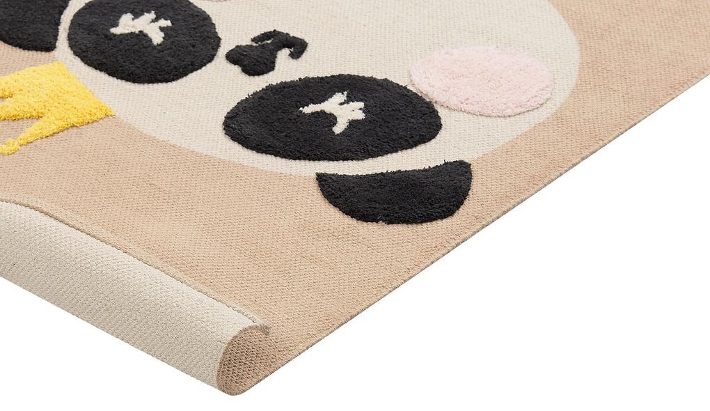 Tapete para crianças em algodão creme com motivo de panda 80 x 150 cm BUNAN Beliani