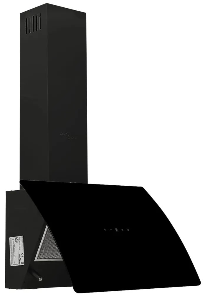 Exaustor de parede 60 cm aço e vidro temperado preto