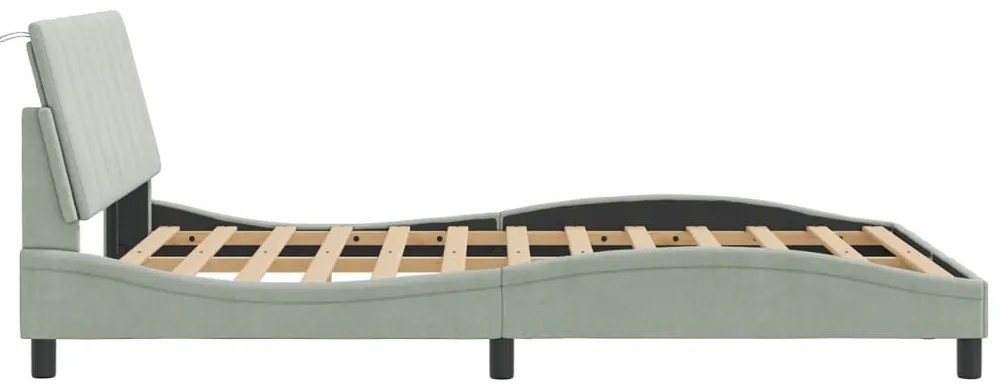 Estrutura de cama sem colchão 140x200 cm veludo cinzento-claro