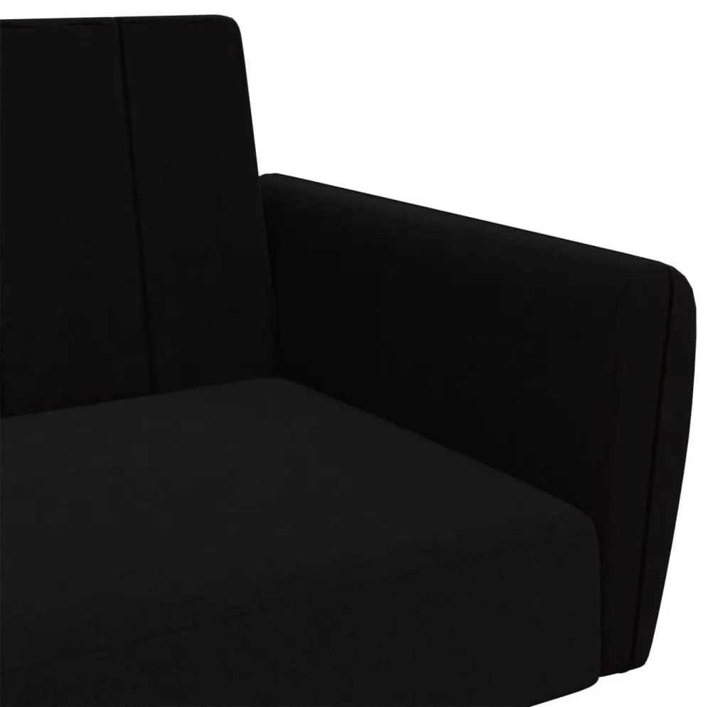 Sofá-cama de 2 lugares veludo preto