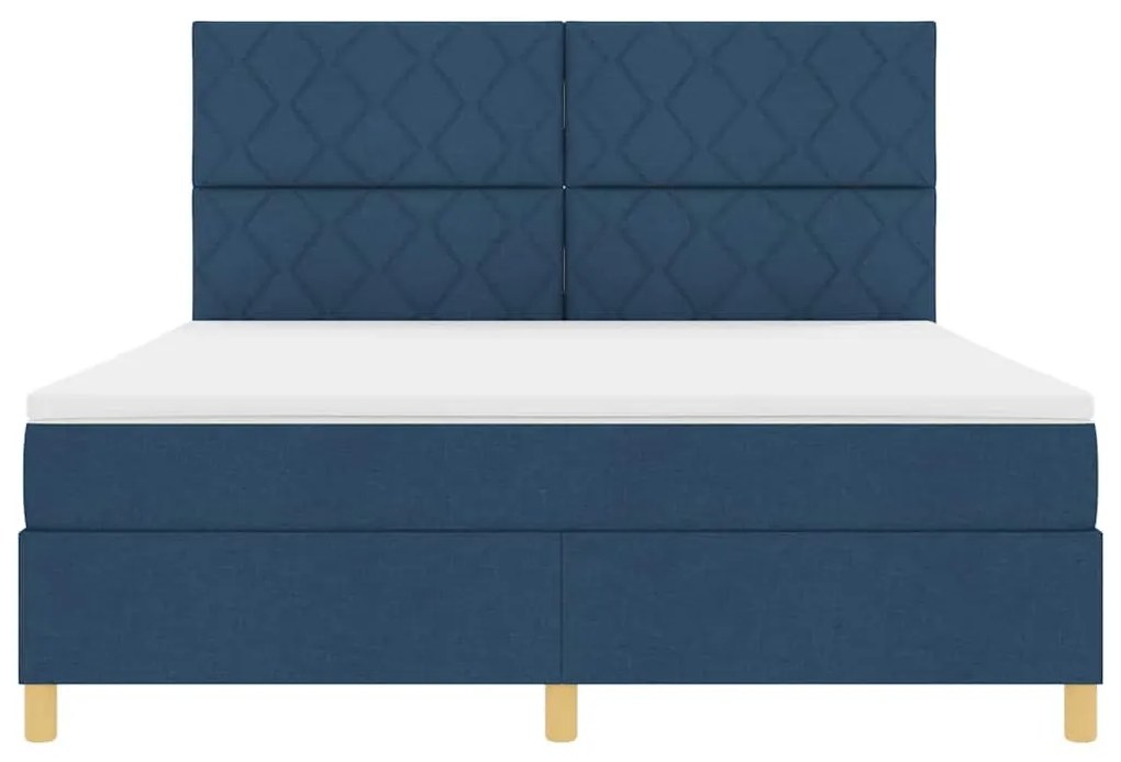 Cama Box Springer com Colchão Azul Super King Tecido