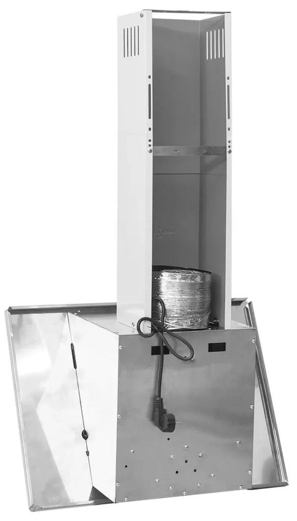 Exaustor parede 60 cm aço inoxidável e vidro temperado prateado