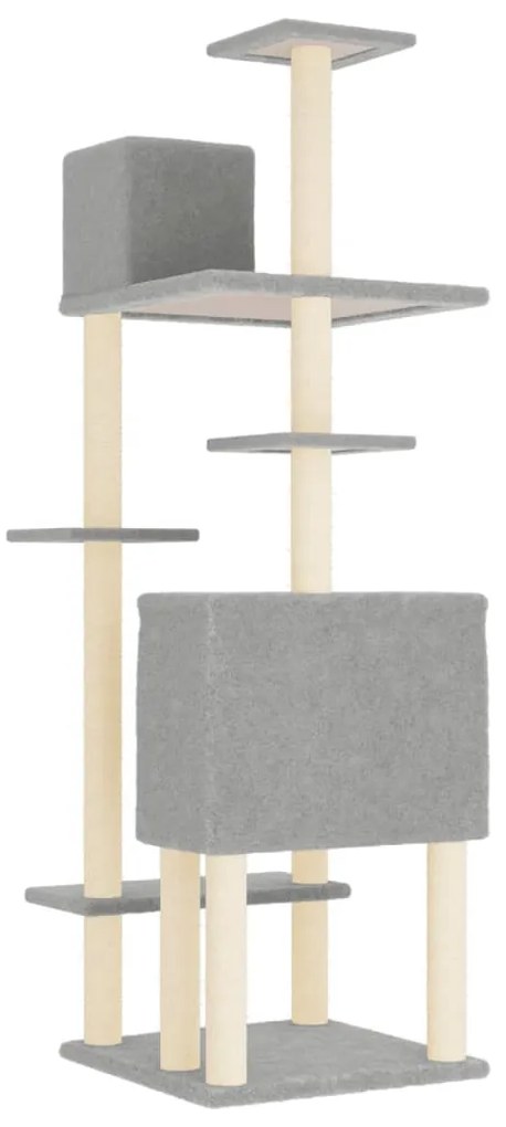 Árvore p/ gatos c/ postes arranhadores sisal 154 cm cinza-claro