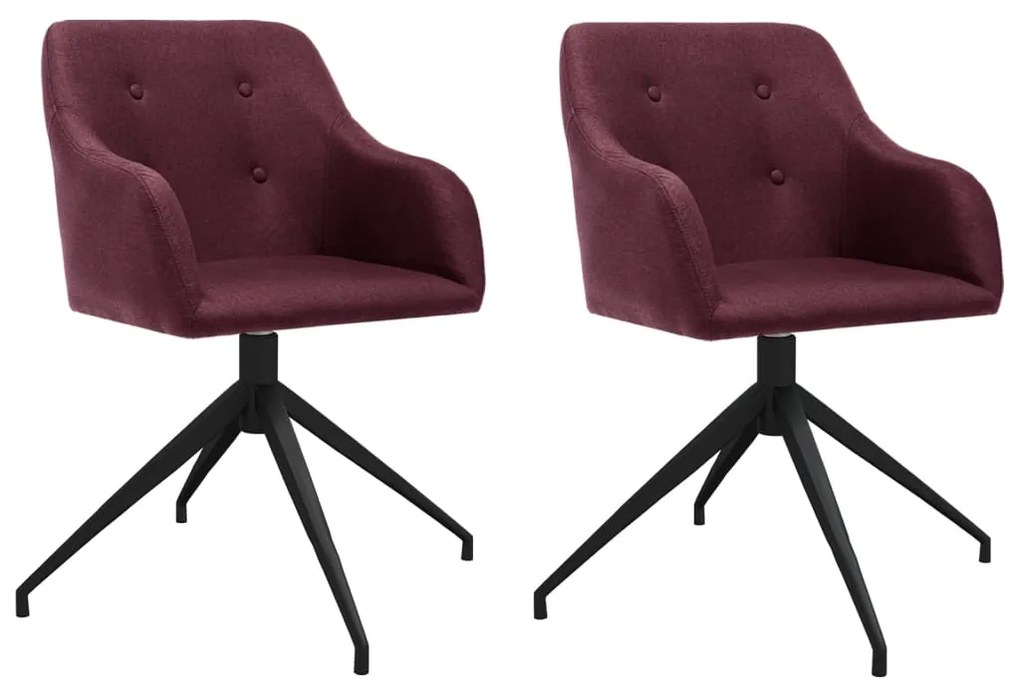 vidaXL Cadeiras de jantar giratórias 2 pcs tecido roxo