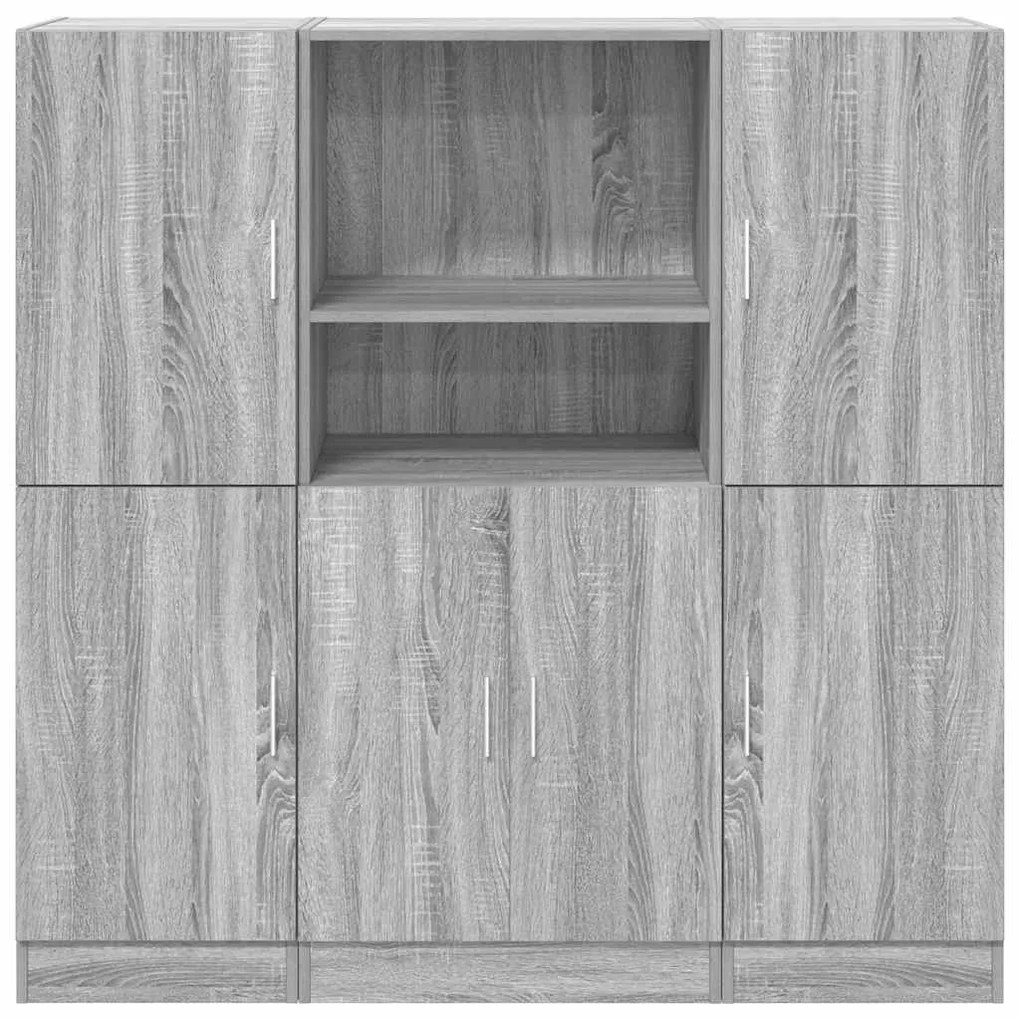 3 pcs armário de cozinha conjunto deriv. madeira cinza sonoma