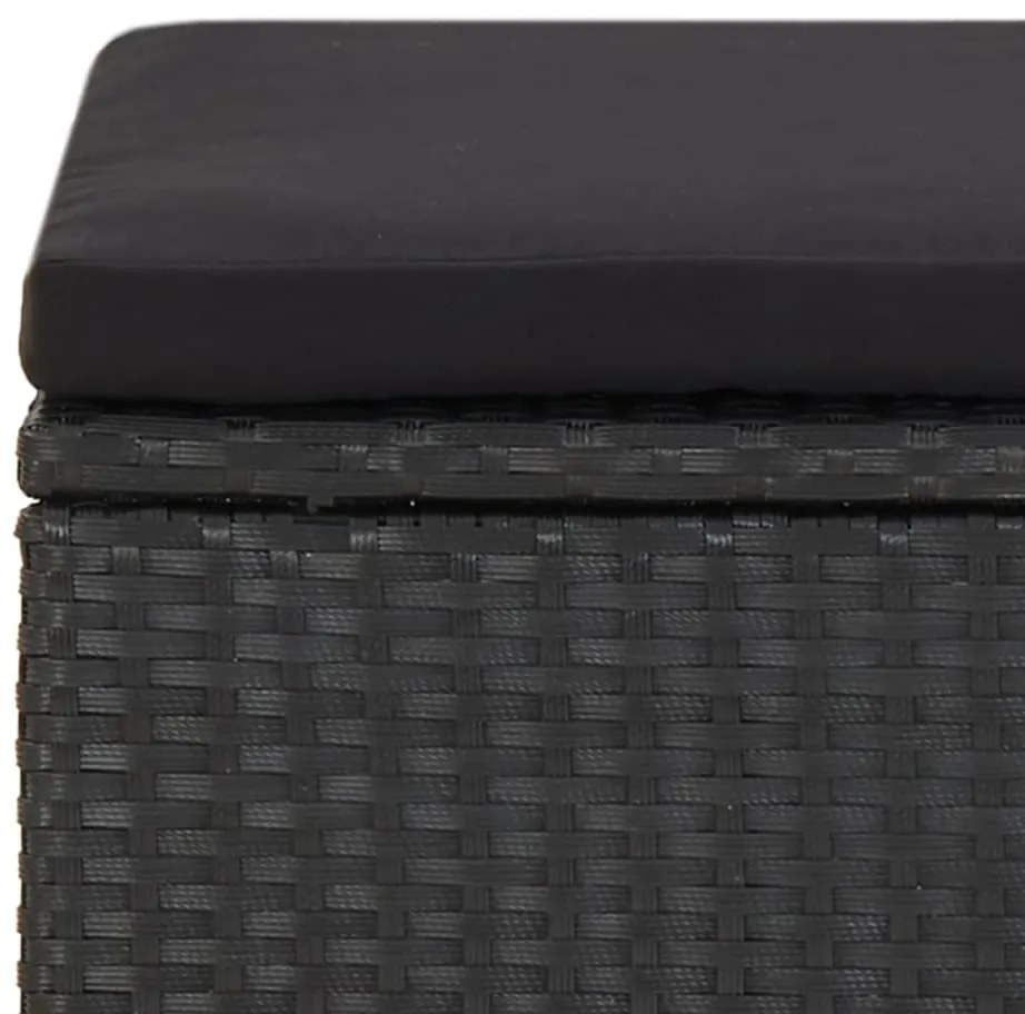 Bancos de jardim 4 pcs com almofadões vime PE preto