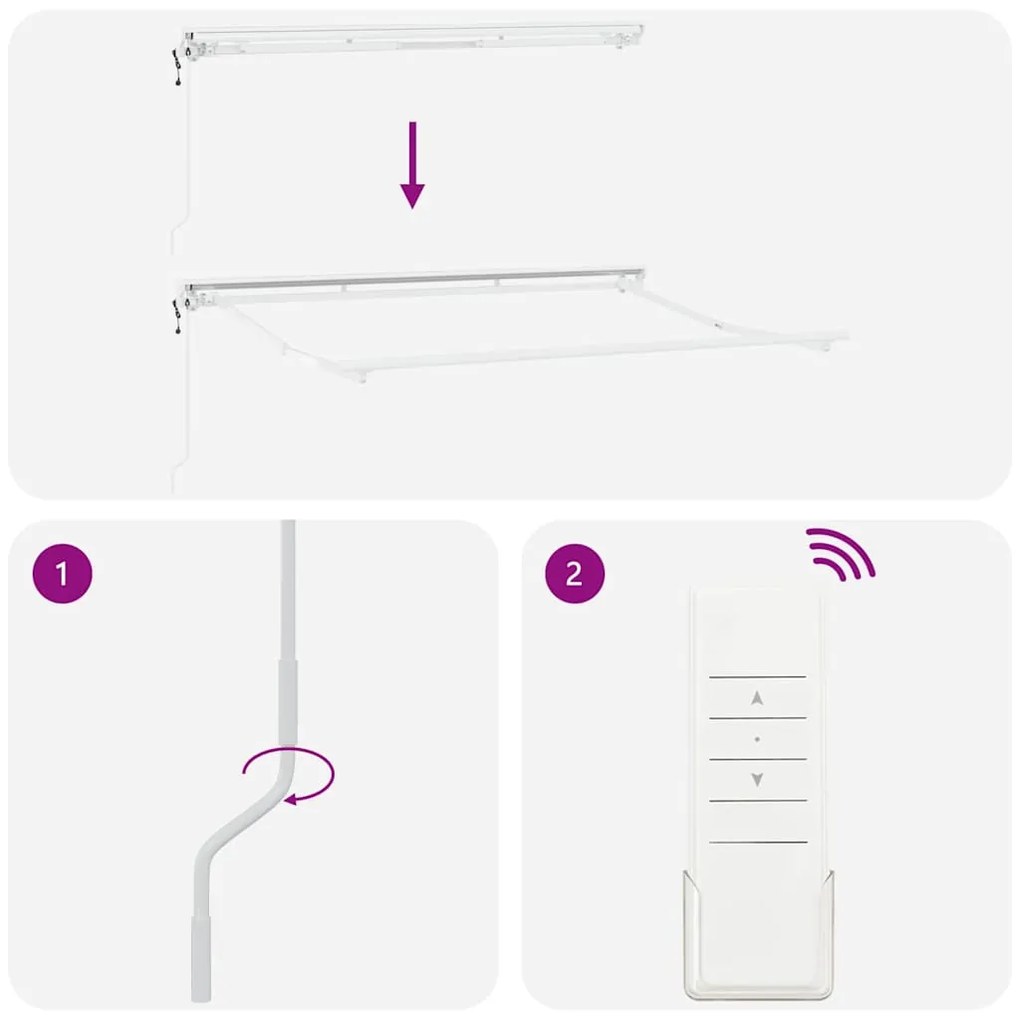 Toldo Retrátil Manual Branco 350x200 cm Tecido e Alumínio