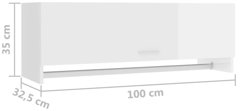 Roupeiro 100x32,5x35 cm derivados de madeira branco brilhante
