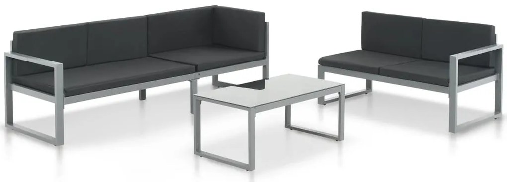 Conjunto lounge p/ jardim com almofadas 3 pcs alumínio preto