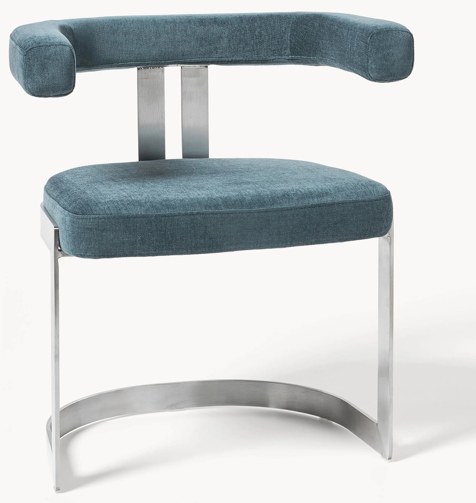 Cadeira cantilever estofada com apoio de braços Gianni