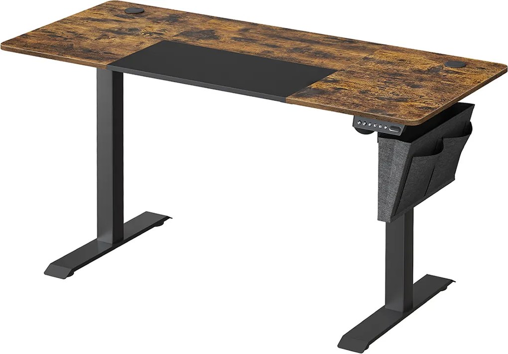 Secretária eletrica com altura ajustável 140 x 60 x (72-120) cm castanho vintage-preto