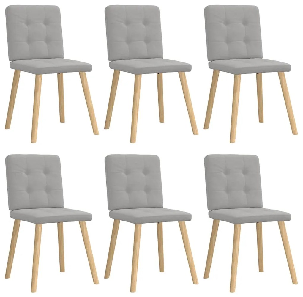 Cadeiras de jantar 6 pcs tecido cinza nuvem