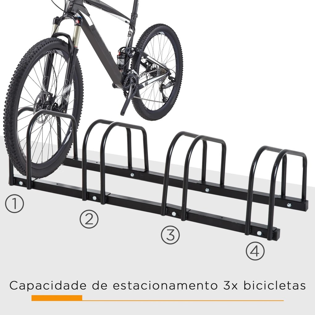 HOMCOM Estacionamento para 4 Bicicletas Suporte de Aço para Estacionar