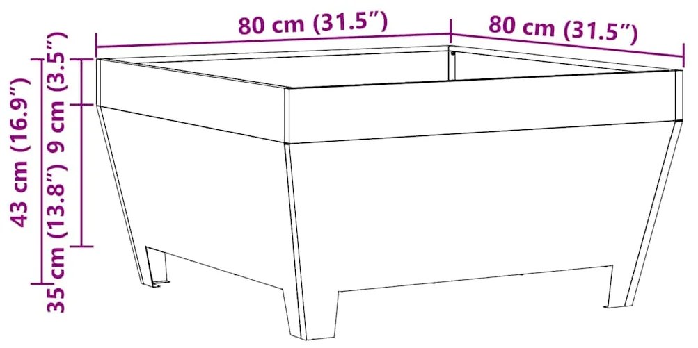 Fogo Fossa Quadrada Preta 80x80x43 cm em Aço da vidaXL