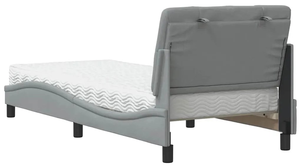 Cama com colchão 90x200 cm tecido cinzento-claro