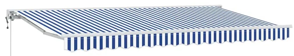 Toldo Retrátil Azul e Branco 350x200 cm Poliéster e Alumínio