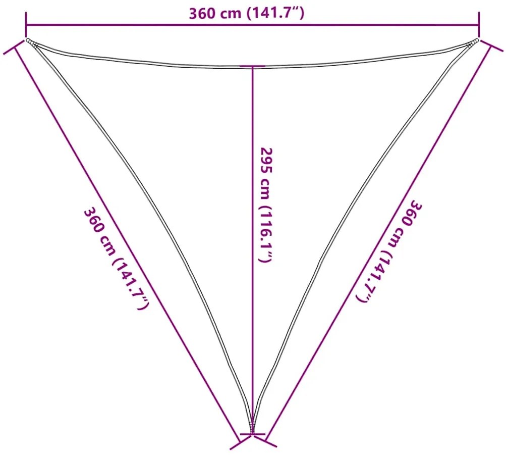 Para-sol estilo vela 160 g/m² 3,6x3,6x3,6 m PEAD cinza-castanho
