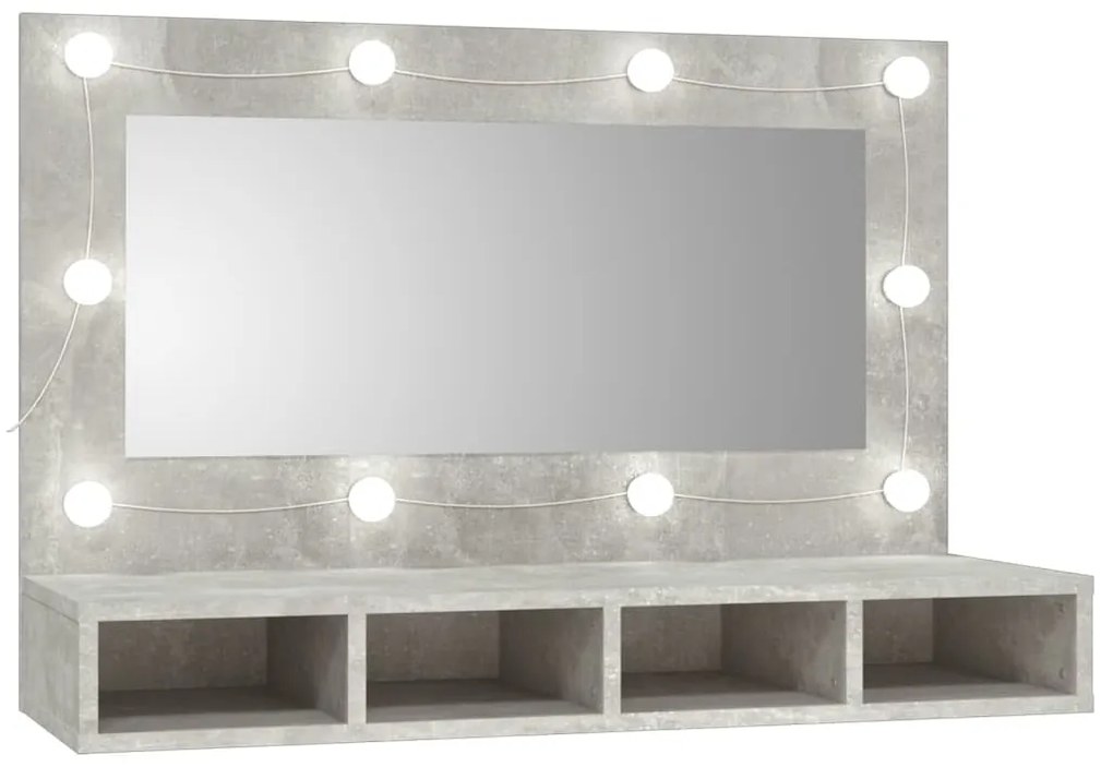 808895 vidaXL Armário espelhado com LED 90x31,5x62 cm cinzento cimento