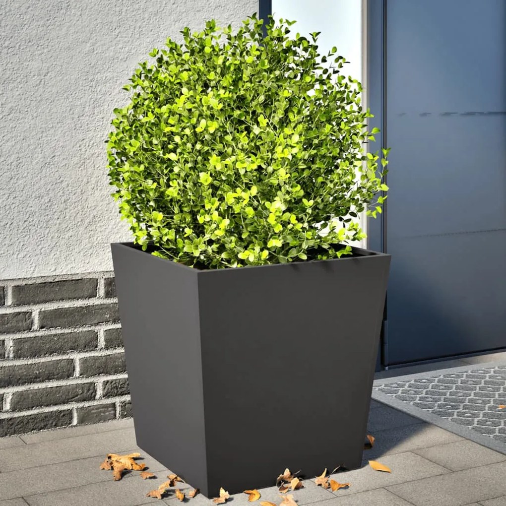 vidaXL Vaso/floreira de jardim 2 pcs 50x50x50 cm aço preto