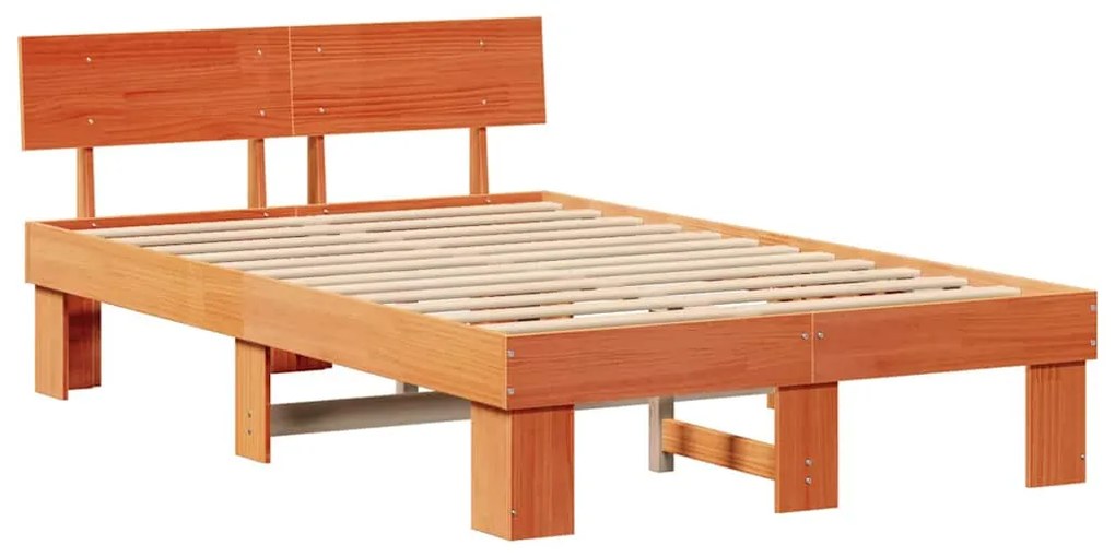 Estrutura da Cama com cabeceira Castanho-mel 120 x 200 cm