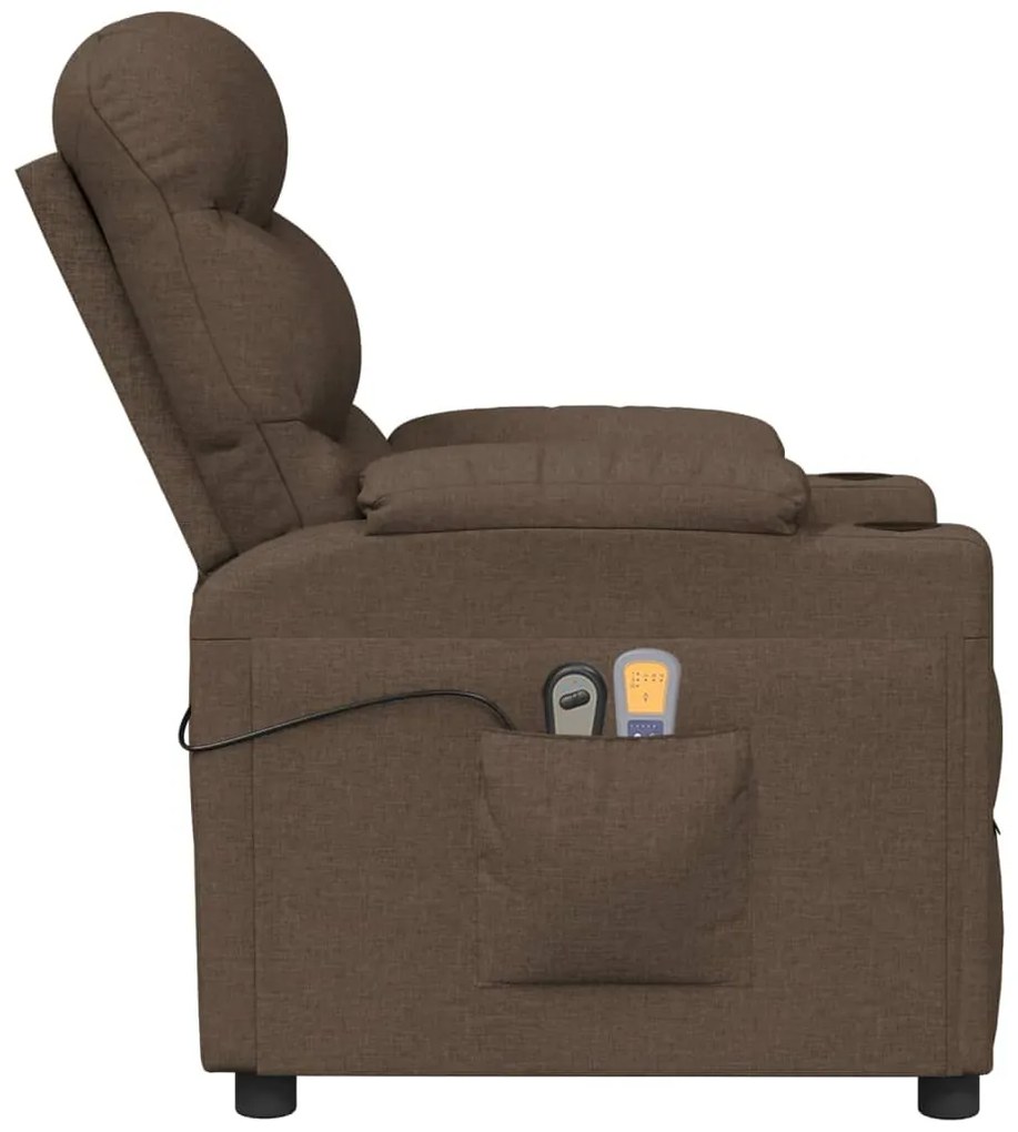 Poltrona de massagens elétrica reclinável tecido castanho