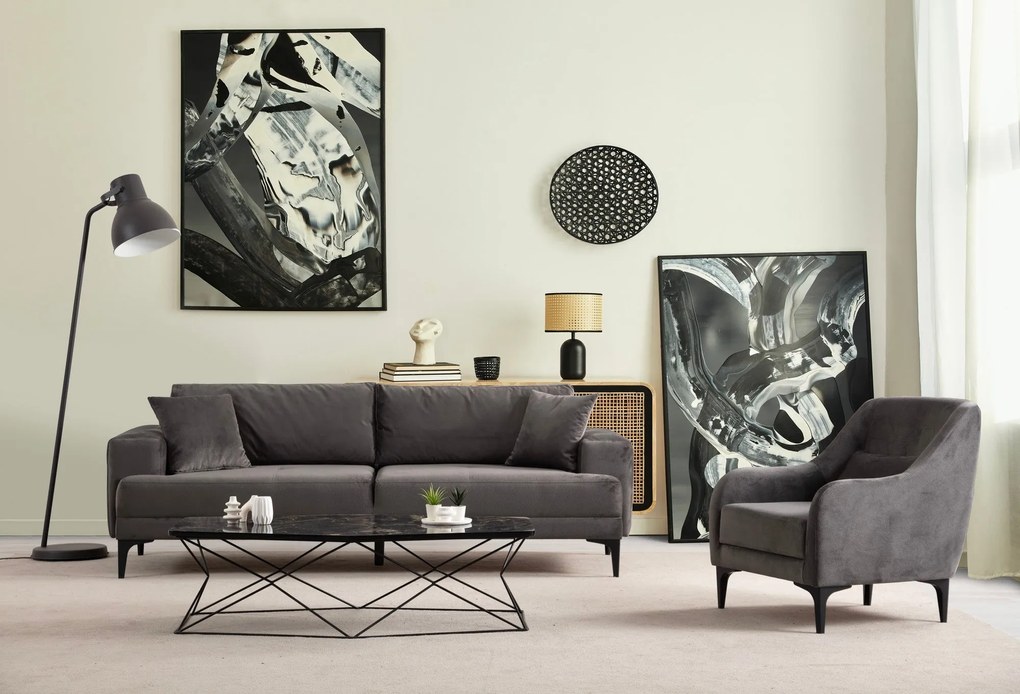 Sofá de 3 Lugares Astana – Antracite – 100x78x234 cm