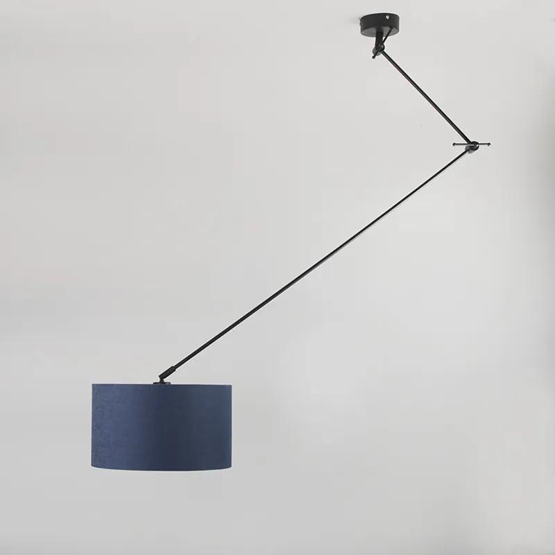 Candeeiro de suspensão preto com abajur 35 cm azul ajustável - Blitz I. Moderno