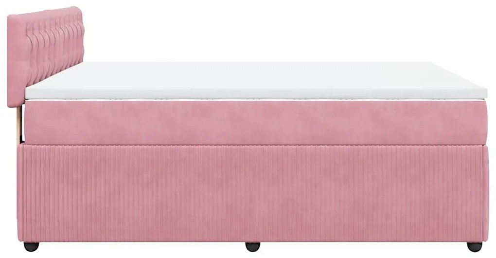 Cama com molas/colchão 160x200 cm veludo rosa