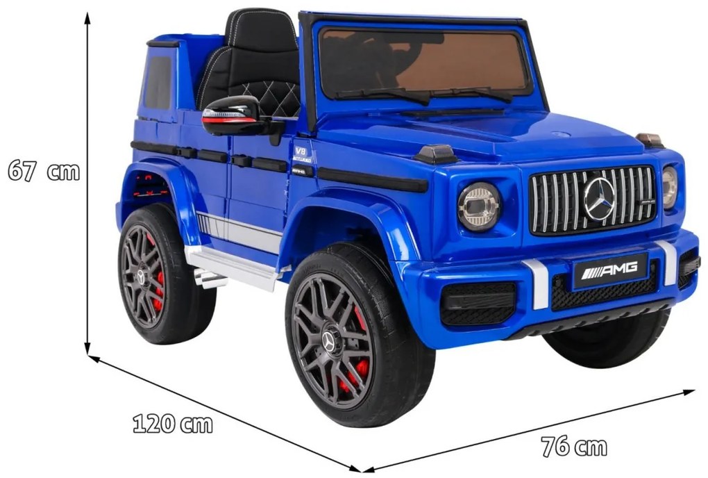 Carro elétrico para Crianças 12V Mercedes G63 Rodas de EVA, Assento de couro Azul Pintado