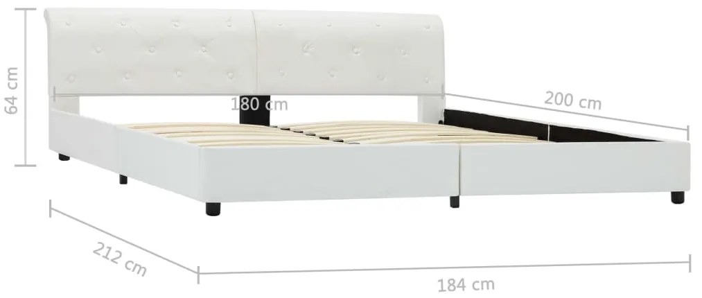 Estrutura de cama 180x200 cm couro artificial branco