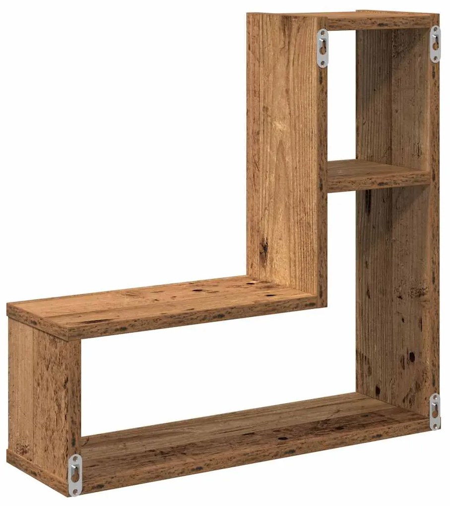 Prateleiras de parede cubos 2 pcs deriv. madeira madeira velha