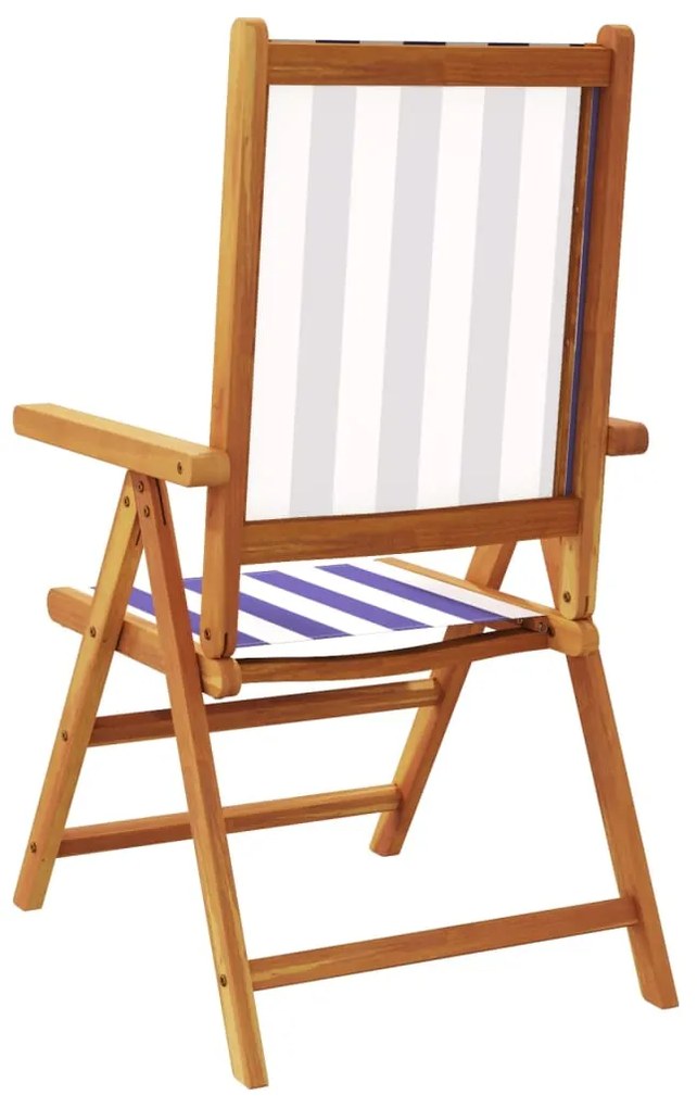 Cadeiras jardim reclin. 6 pcs tecido/madeira maciça azul branco