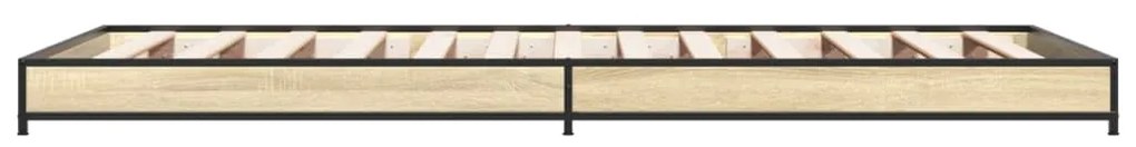 Estrutura de cama derivados de madeira e metal carvalho sonoma