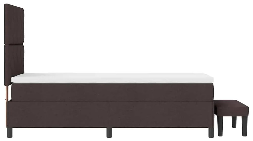 Cama Box com Colchão e Banco Castanho Escuro 90x200 cm