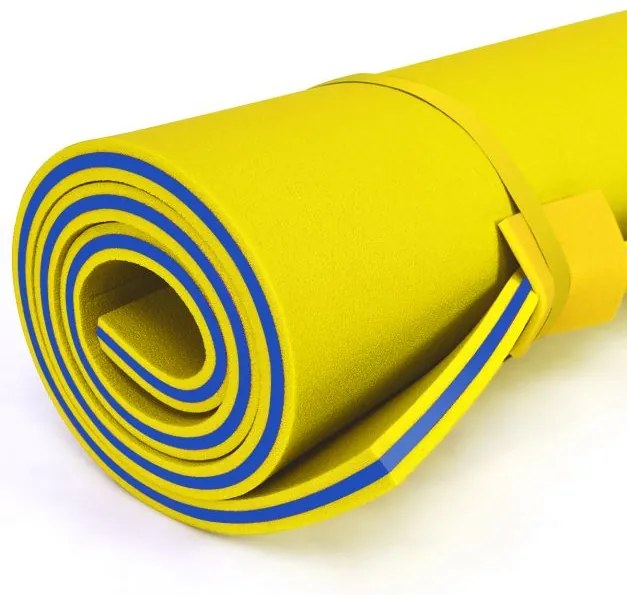 Colchão flutuante piscina, praia de espuma XPE ecológico com cabeça enrolável adequado para 3-5 pessoas 270 x 180 x 3,5 cm Amarelo